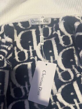 Christian Dior Sweater — Sizes S & M — White/Navy Oblique — Designer